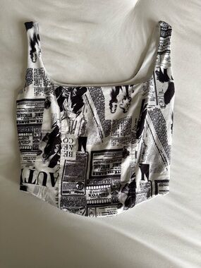 Windsor Black and White Newspaper Print Tank Top